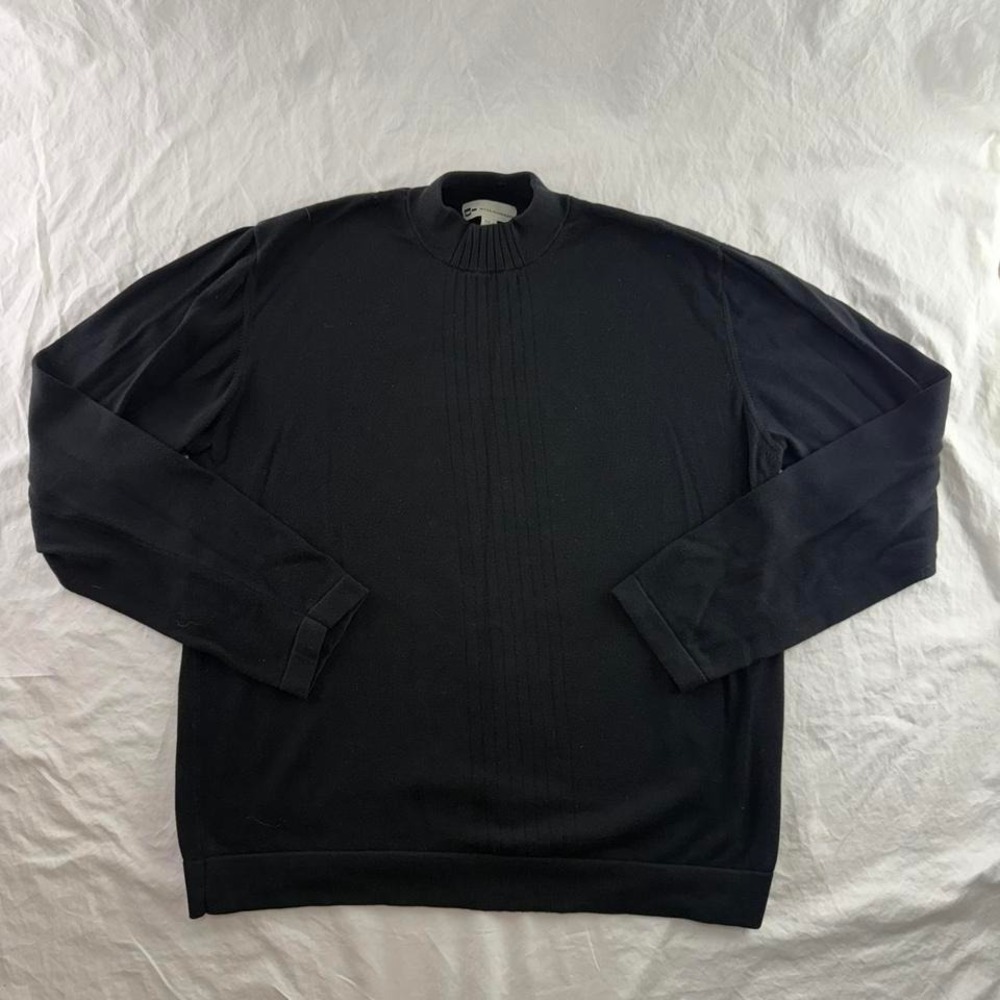 Wilke Rodriguez Black Silk Cotton Blend Mockneck Sweater Men's XXL Quiet Luxury